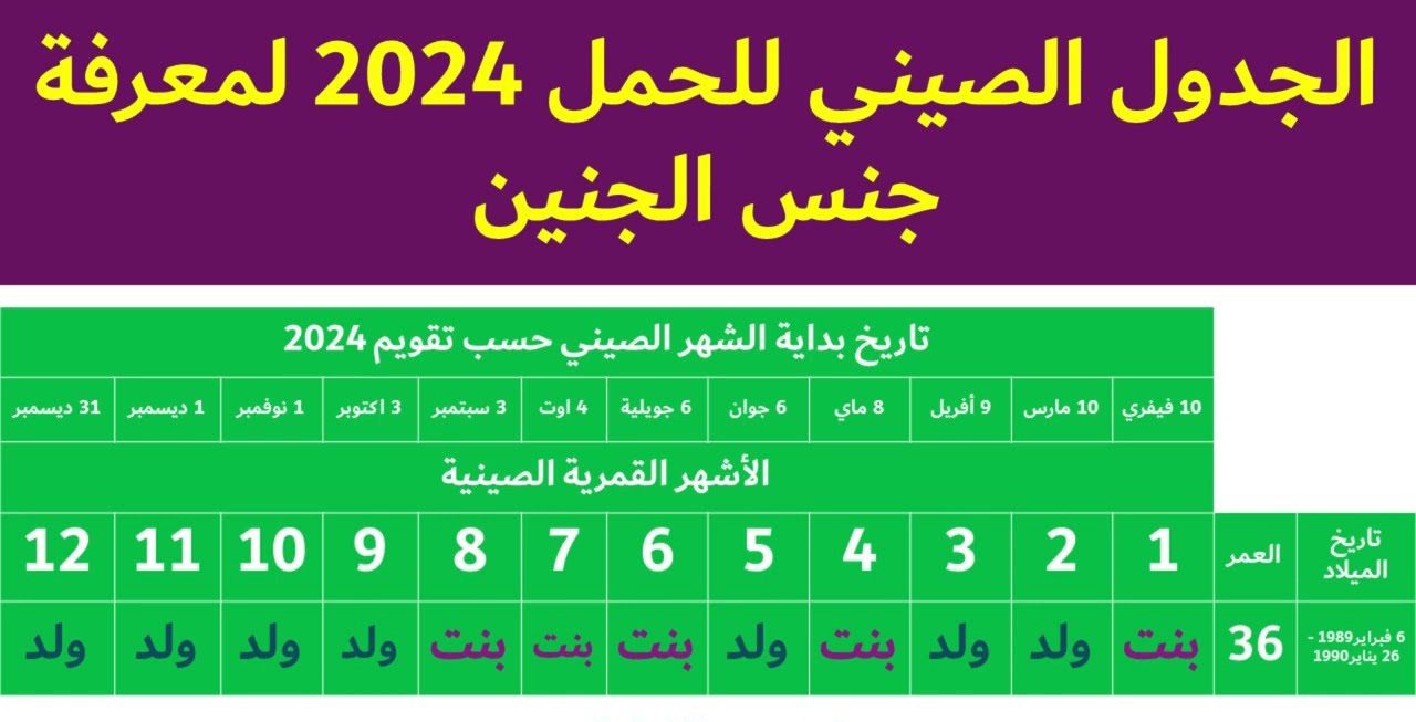 الجدول الصيني 2025 للحمل بولد.. تحديد ومعرفة جنس الجنين